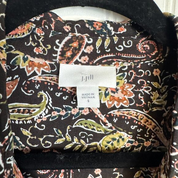 J. Jill Brown Paisley Button Down Lightweight Tunic/Short Dress Long Sleeve K38 - Picture 2 of 5